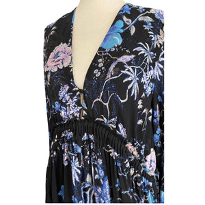 Free People Small Cherry Blossom Mini Dress Blue Black