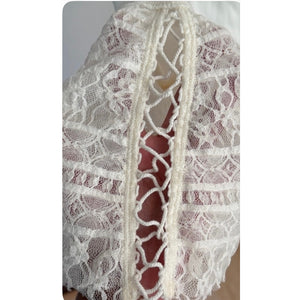 Free People Juliet Ivory Lace Cuff With Lace- Up Detail Thermal Top Medium