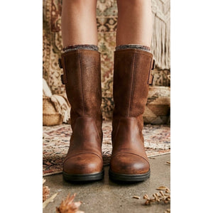 SOREL Major Pull-On Mid-Calf Boots Brown Grizzly Bear Stone Suede Leather Moto Buckle Women's Size 8