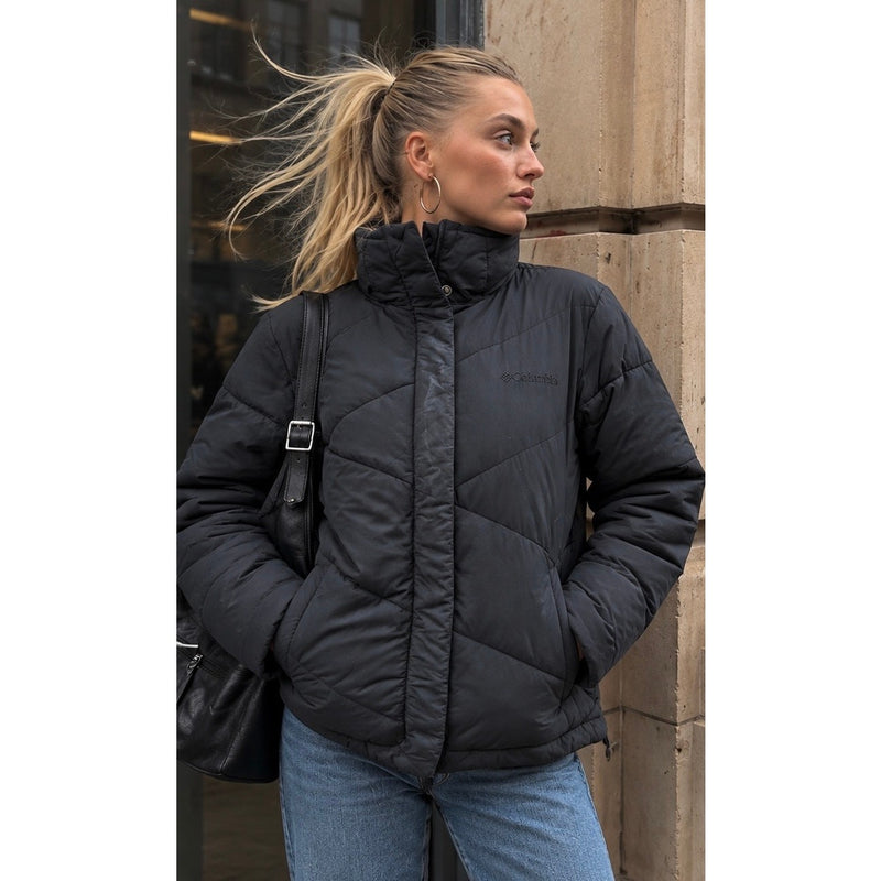 Columbia Sportswear Womens Black Insulated Puffer Jacket High Collar Large Like New