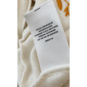 Maeve by Anthropologie Vineland Embroidered Sweatshirt Ivory Gold Medium