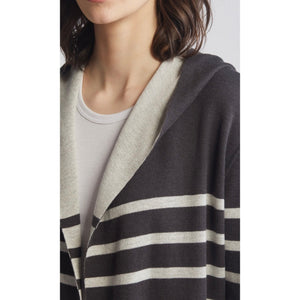 Splendid Syd Lead / Oatmeal Stripe Open Front Cardigan Medium NWT