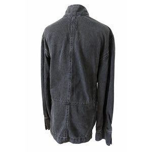 Free People Medium Imogene Black Denim Officer Jacket