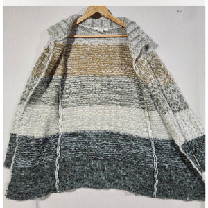 Free People Medium Wool-Blend Ombré Open-Front Shawl Collar Cardigan Sweater