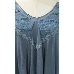 Free People Abigail Oversized Lace V-Neck Hi-Low Cap sleeve Blouse X-Small