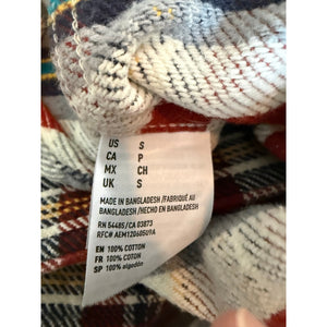 American Eagle Men’s S Red Plaid Heavyweight Flannel Shirt Women’s M Oversized NWOT