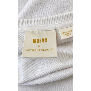 Maeve by Anthropologie Vineland Embroidered Sweatshirt Ivory Gold Medium