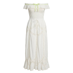 Free People Small White Hi Hello Smocked Strapless Feminine Midi Dress NWOT