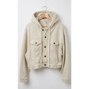 Free People We The Free Dreamers Cropped Knit Hooded Jacket