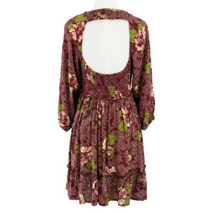 Free People Medium Summer Picnic Printed Mini Dress in Raisin