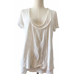 Free People We The Free Double Layer White Draped Tee Small