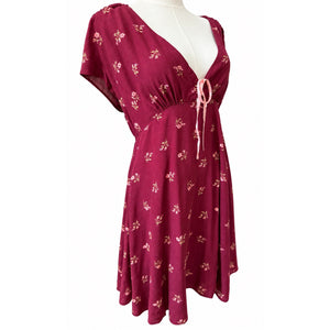 Free People Large Everyone’s Favorite Mini Dress Earth Red Floral NWT