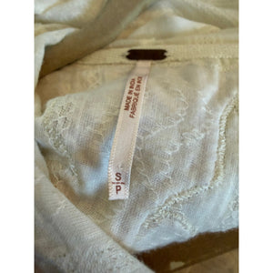 Free People Ivory Purple Small Embroidered Hooded Tunic Top Boho NWOT
