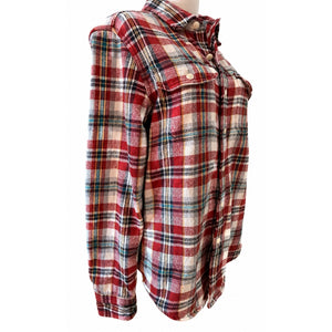 American Eagle Men’s S Red Plaid Heavyweight Flannel Shirt Women’s M Oversized NWOT