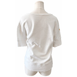 Maeve by Anthropologie Vineland Embroidered Sweatshirt Ivory Gold Medium