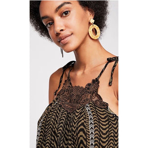 Free People Wild At Heart Black Jungle Love Printed Tank L