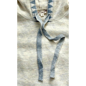 Hem and Thread Heather Oatmeal Boho Aztec Pattern Knit Hoodie Sweater Large NWT