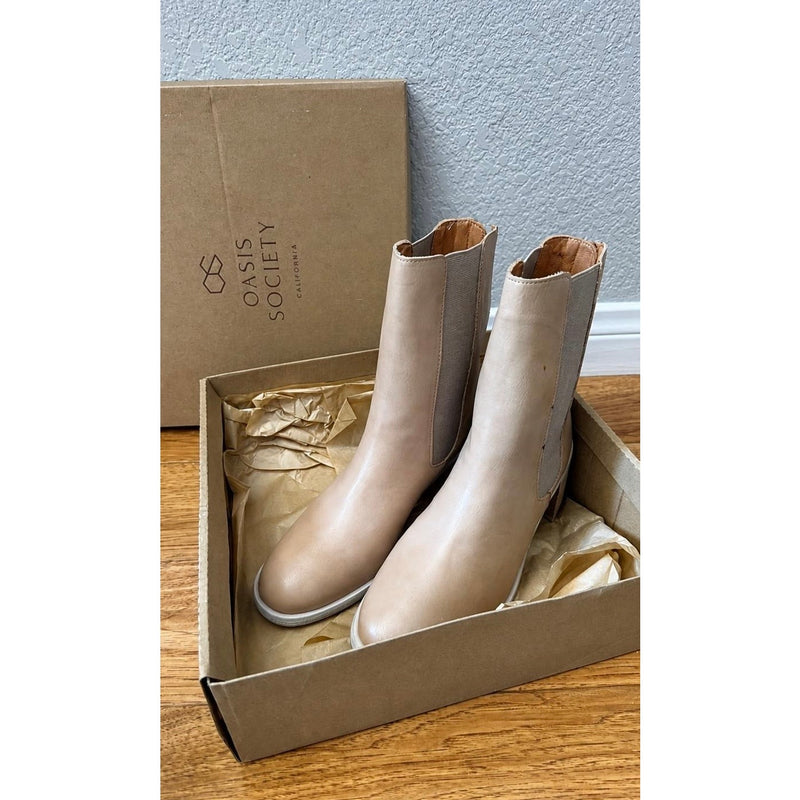 Oasis Society Cora Nude Stacked Heel Ankle Boot 8.5 New